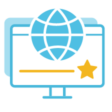 Modern Intranet & Employee Experience Piktogramm: Desktop Monitor, darauf Intranet-Visualisierung und Stern