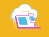 Grafische Darstellung einer Cloud-Infrastruktur mit einer Cloud, Laptop und Mobilgerät; Cloud Lösungen für Unternehmen