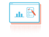 Illustration: Collaborative BI | Aufgabenfunktion: Monitor mit Säulendiagramm und Checkliste