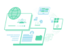 Illustration M365 Modern Workplace: Darstellung positive Employee Experience mittels modernem Intranet, remote Arbeit, hybrid Arbeit, Workplace Security, Endpoint Management, Messaging, Apps und Prozesse